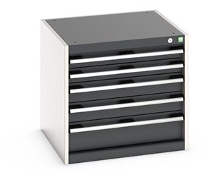 Cabinet consists of 2 x 75mm, 2 x 100mm and 1 x 150mm high drawers 100% extension drawer with internal dimensions of 525mm wide x 525mm deep. The drawers have a U.D.L of 75kg (when approaching high weight loads it is suggested to fix the cabinet Cabinets for Bott Static Frame Bench System